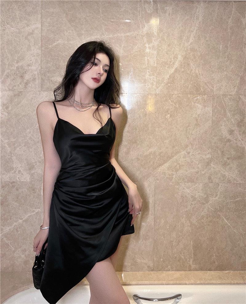 black silky dress